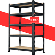 TrumanPick 5 Tire Storage Shelves 28" W x 12" D x 59" H Metal Utility Shelving Unit Adjustable Heavy Duty Garage Storage Rack for Kitchen Basement Pantry Warehouse Cloest, 1325lbs, Black