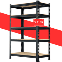 TrumanPick 5 Tire Storage Shelves 28" W x 12" D x 59" H Metal Utility Shelving Unit Adjustable Heavy Duty Garage Storage Rack for Kitchen Basement Pantry Warehouse Cloest, 1325lbs, Black