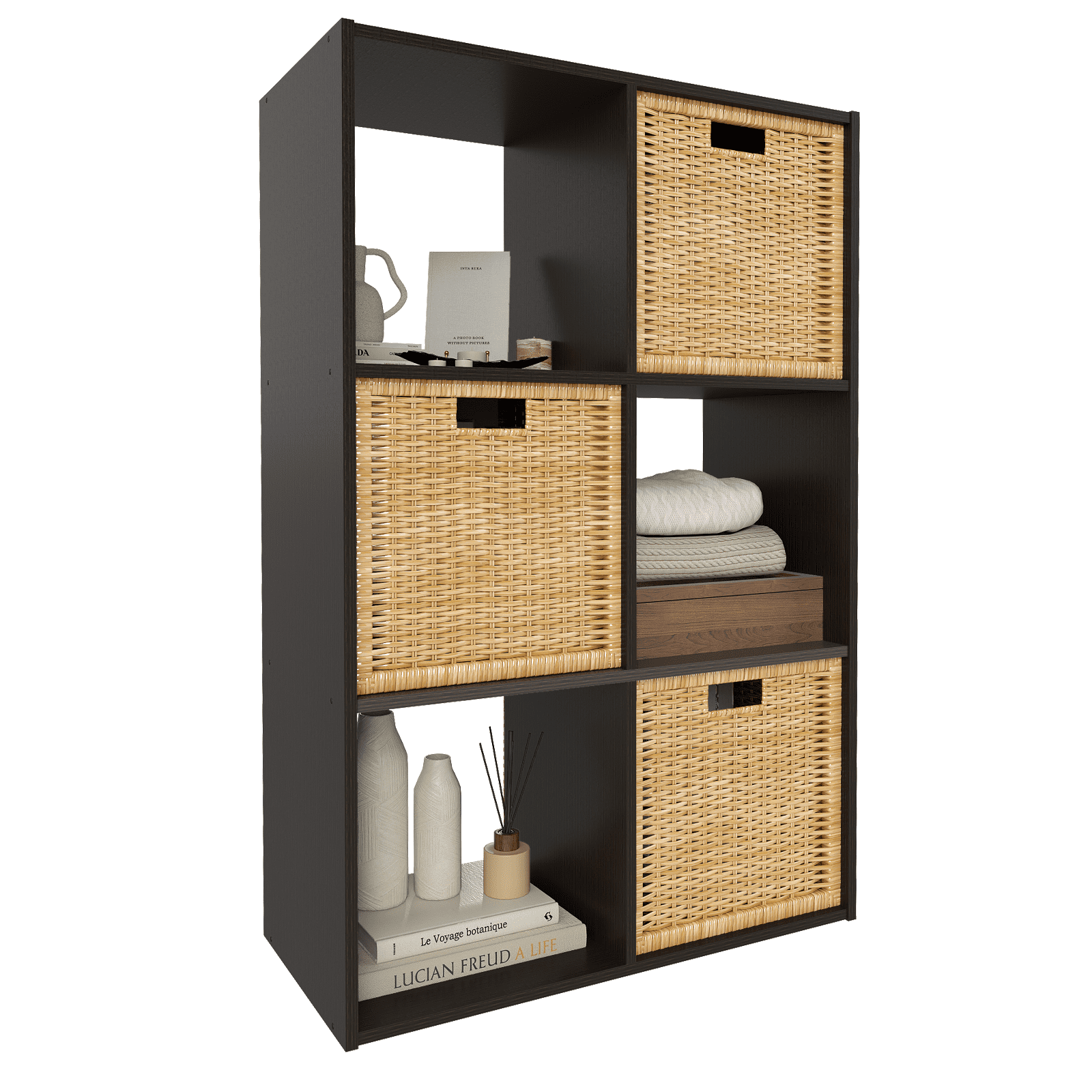 TrumanPick 6-Cube Bookcase 24"W x 36"H x 12"D Bookshelf Organizer Shelf Unit, Cube Cabinet & Cube Storage Shelf Closet Cabinet for Office Home Bedroom, Espresso