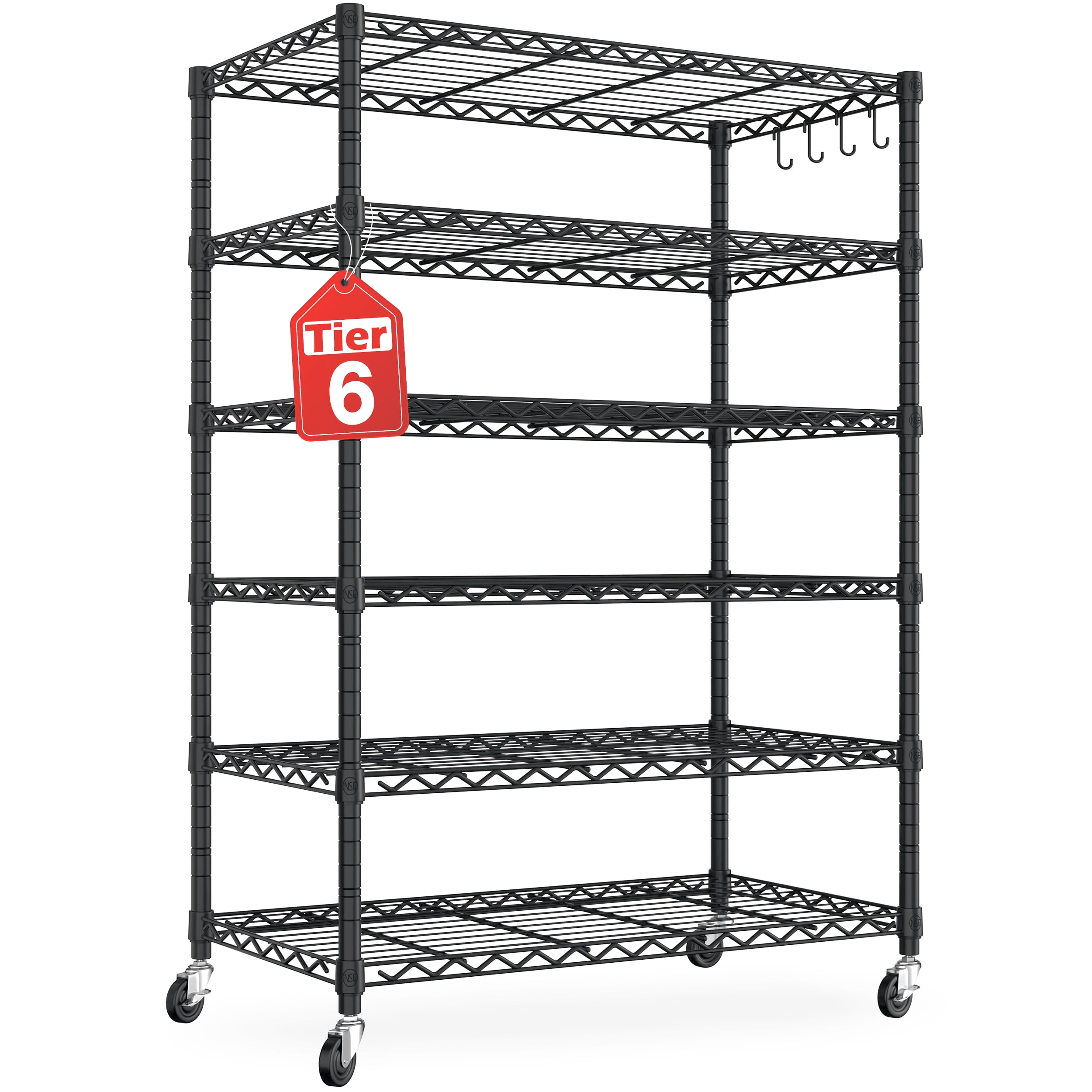 TrumanPick 6 Tier Wire Shelving 36"W x 18"D x 75"H Storage Shelves, Heavy Duty Garage Shelving Unit, Adjustable Pantry Shelves for Storage Kitchen Warehouse, Black