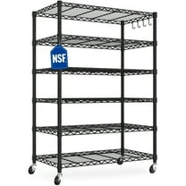 TrumanPick 6-Tier Wire Shelving Unit Metal Shelf,Wire Rack & Rolling Storage Shelves for Restaurant Garage Pantry Kitchen Garage,36"W x 18"D x 75"H,Black