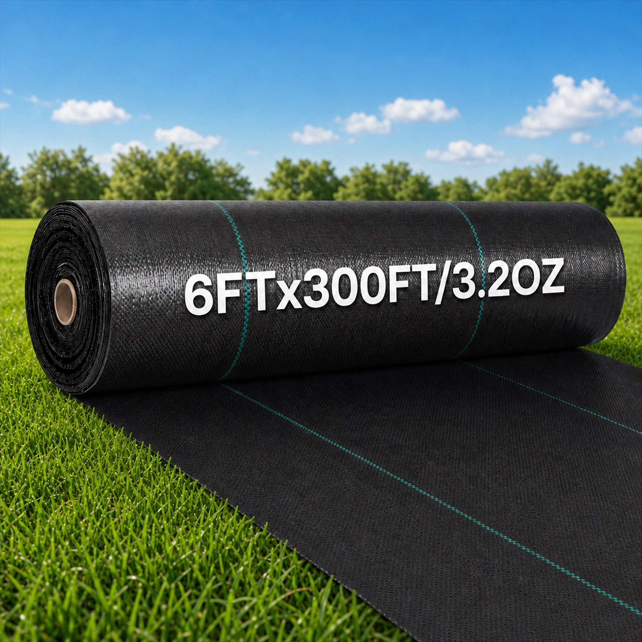 TrumanPick 6x300ft Weed Barrier Fabric, 3.2oz Heavy Duty Landscape Fabric, Woven Geotextile Fabric for Underlayment, Driveway Fabric & Garden Weed Control Cloth