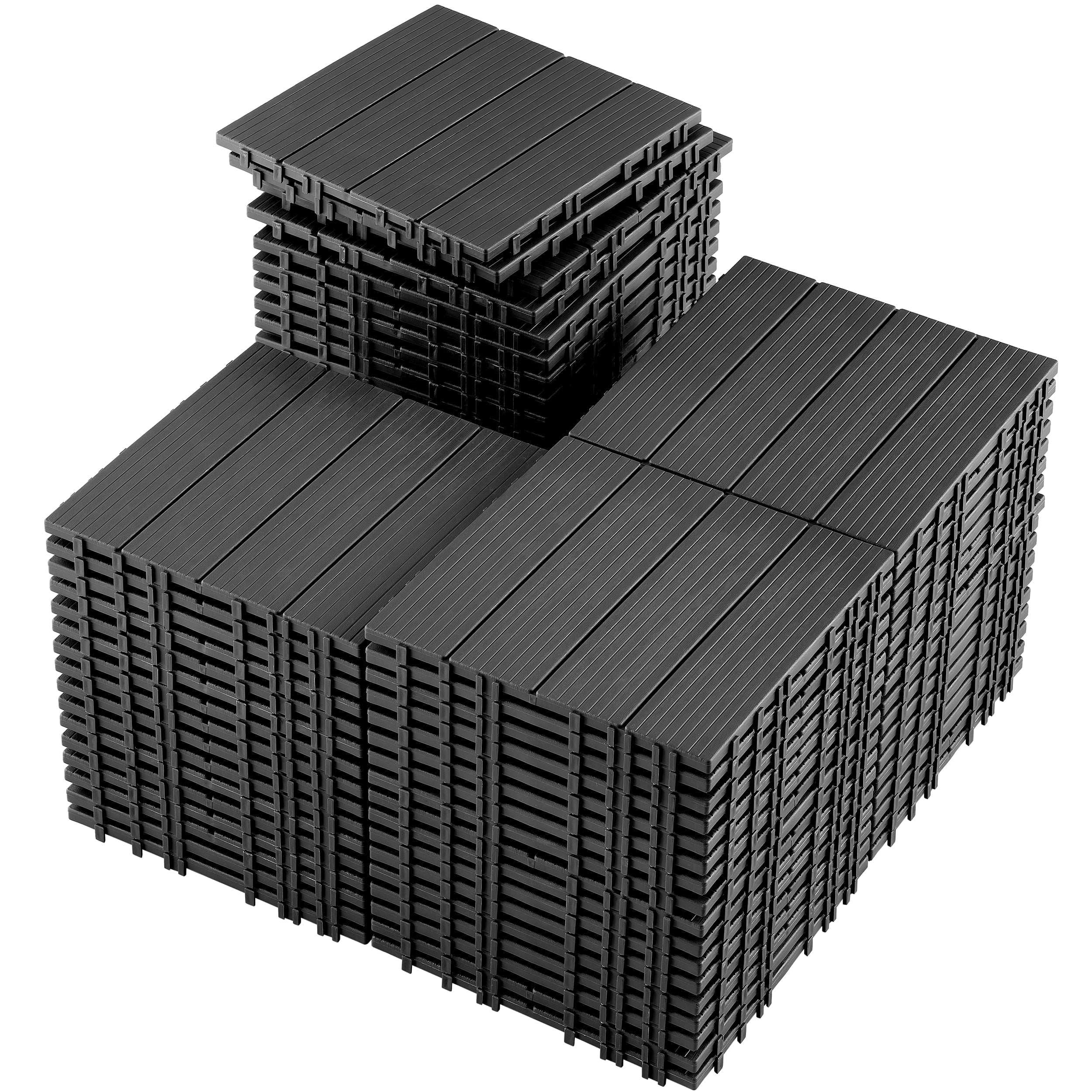 TrumanPick 72 PCS Deck Tiles Patio Pavers Interlocking Flooring Tiles 12"W x 12"L Waterproof Outdoor Flooring for Patio Garden Balcony Backyard All Weather Use, Dark Gray
