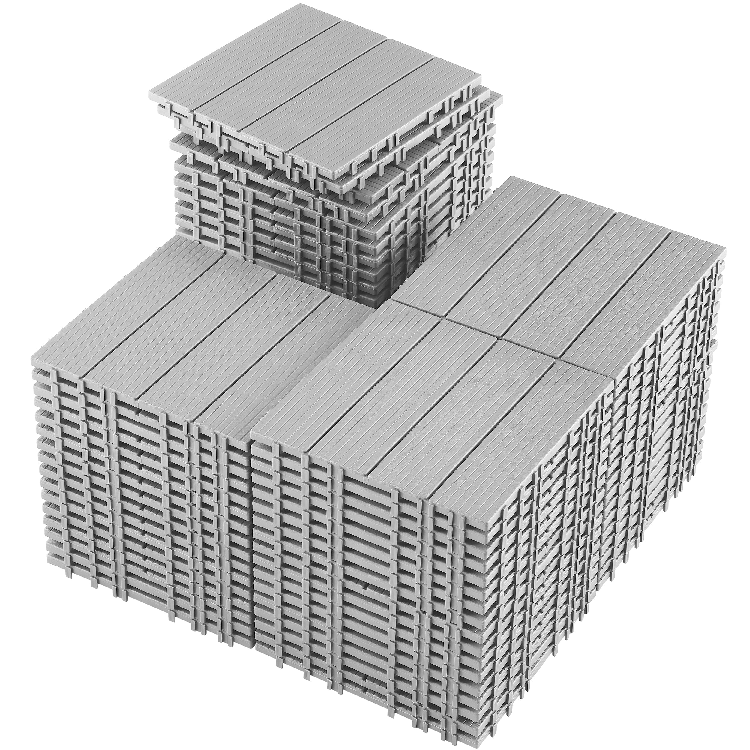 TrumanPick 72 PCS Deck Tiles Patio Pavers Interlocking Flooring Tiles 12"W x 12"L Waterproof Outdoor Flooring for Patio Garden Balcony Backyard All Weather Use, Light Gray