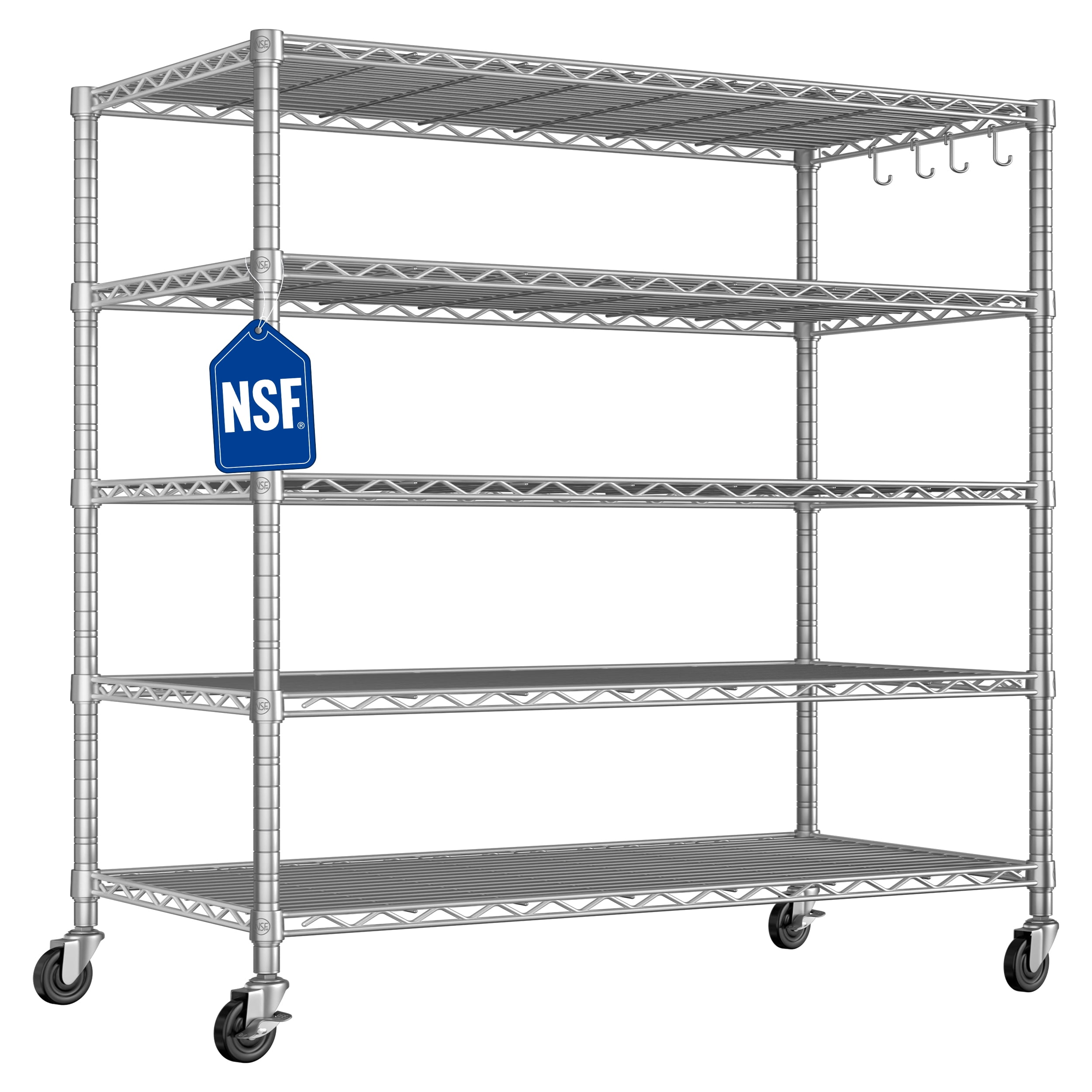 TrumanPick 76"H x 48"W x 24"D Wire Shelf, 5-Tier Adjustable Storage Shelves, Heavy Duty Garage Shelving, Metal Shelving Unit for Kitchen Pantry&Laundry, Chrome