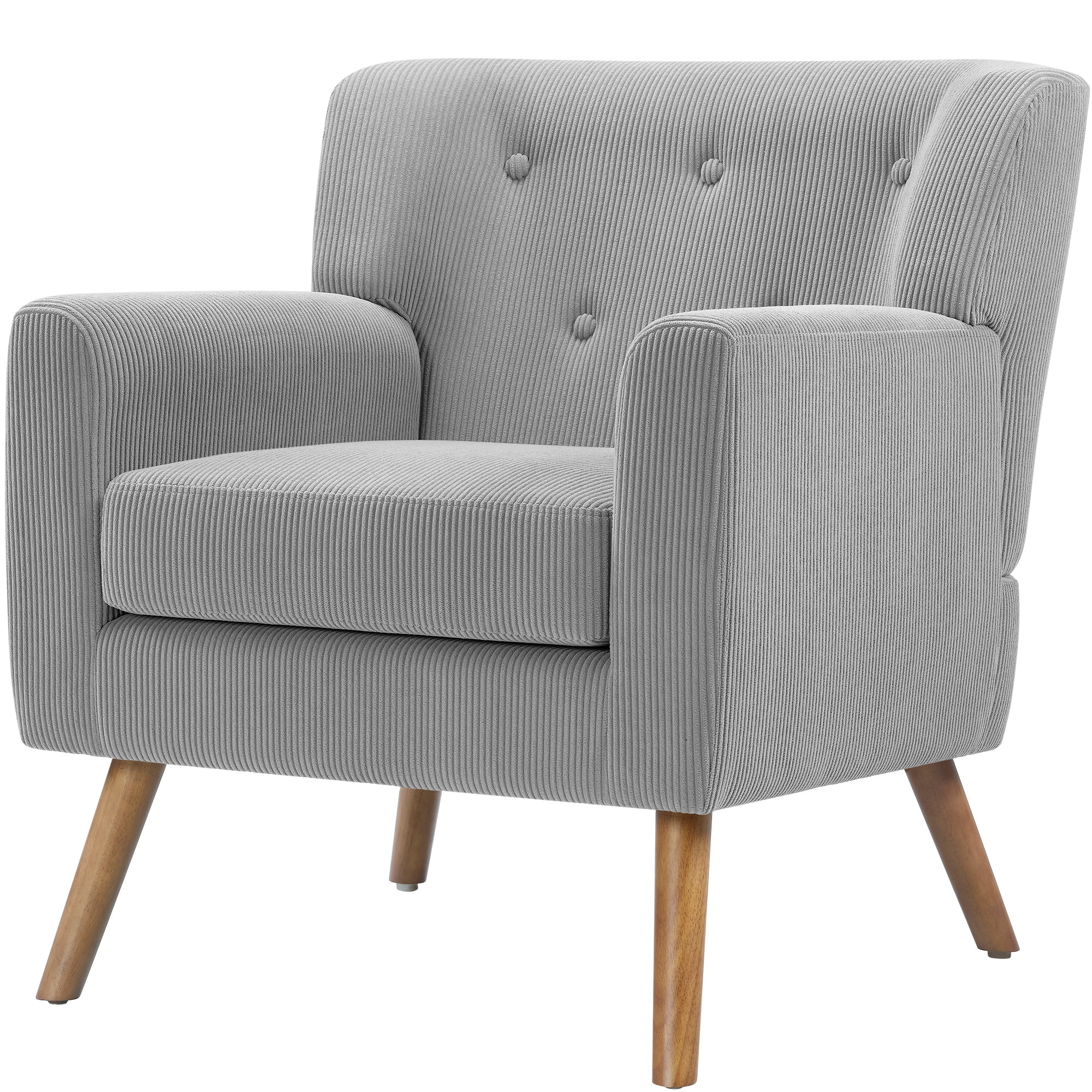 TrumanPick Accent Chair, Modern Upholstered Comfy Sofa Chairs, Fabric Mid-Century Armchair Button Tufted Lounge Chair for Living Room, Bedroom, Gray