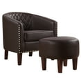 thumbnail image 1 of TrumanPick Barrel Chair with Ottoman Set, Leather Accent  Chair Club Armchairs Comfy Chairs for Living Room, Bedroom, Brown, 1 of 6
