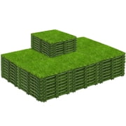 TrumanPick Artificial Grass Interlocking Flooring Decor Indoor Outdoor Fake Grass for Patio Backyard Balcony, 12" x 12