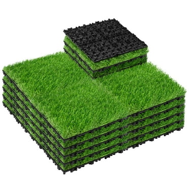 TrumanPick Artificial Grass Interlocking Flooring Decor Indoor Outdoor Turf Grass for Patio Backyard Balcony, 12" x 12