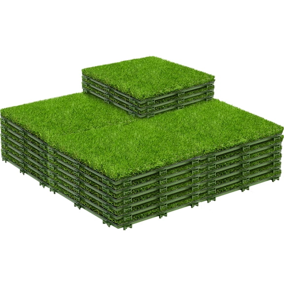 TrumanPick Artificial Grass Interlocking Flooring Decor Indoor Outdoor Turf Grass for Patio Backyard Balcony, 12" x 12