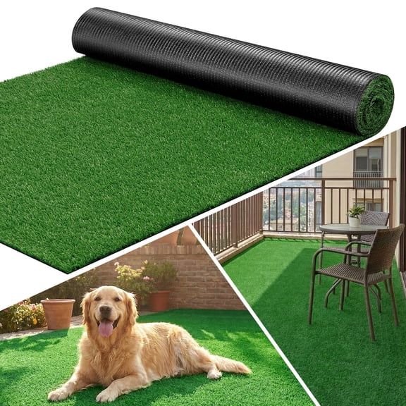 TrumanPick Artificial Grass Turf 7 x 12 Ft Waterproof Fake Grass Rug Indoor Outdoor Garden Lawn Mat Fake Grass Rug for Pets, 0.4"H