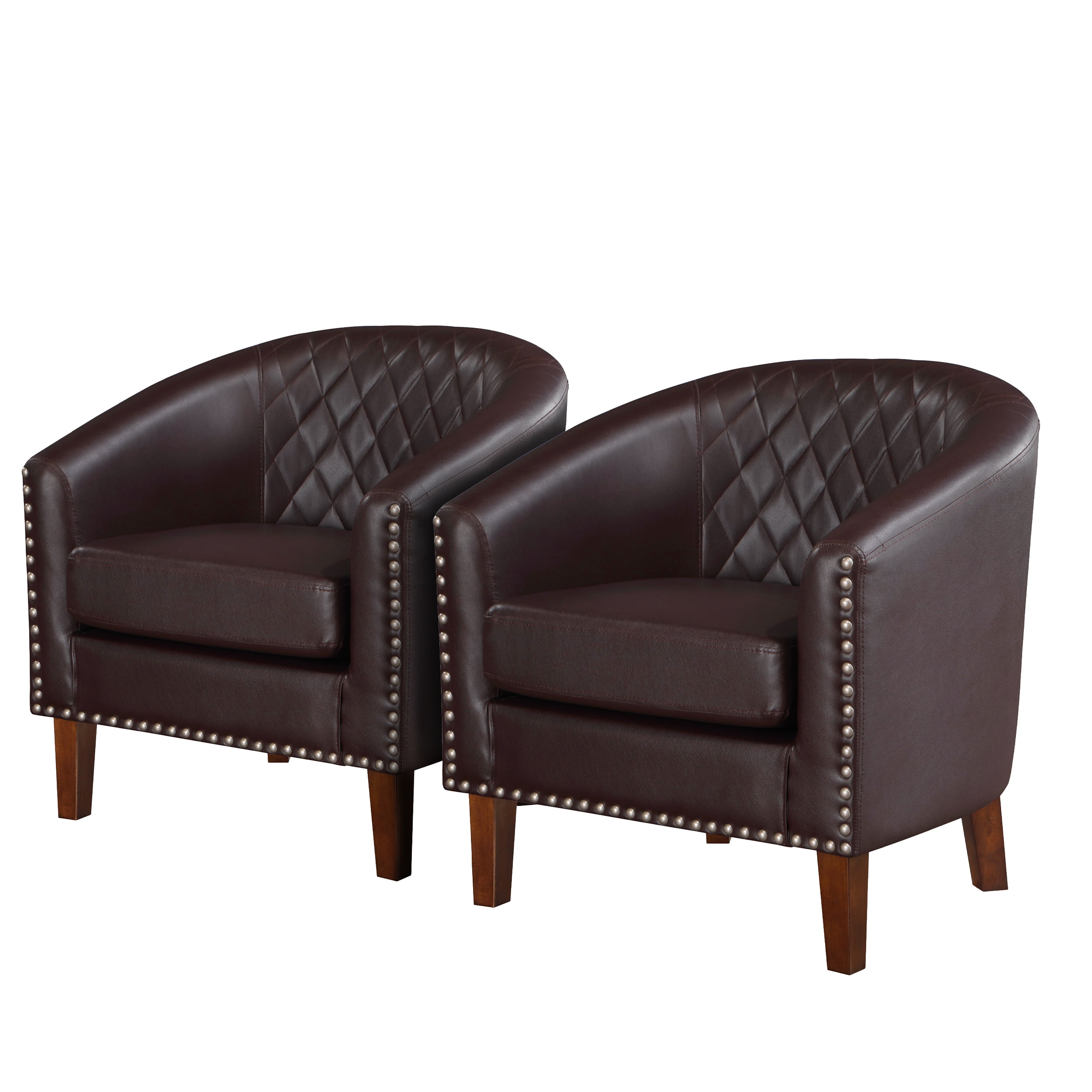 TrumanPick Barrel Chair Leather Accent Chair Club Armchairs Comfy chairs for Living Room, Bedroom, Brown