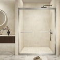 thumbnail image 1 of TrumanPick Double Sliding Door 56-60 "W x 60"H, Shower Door with 1/4'' (6 mm) Easy Clean Tempered Glass, Brushed Nickel, 1 of 9