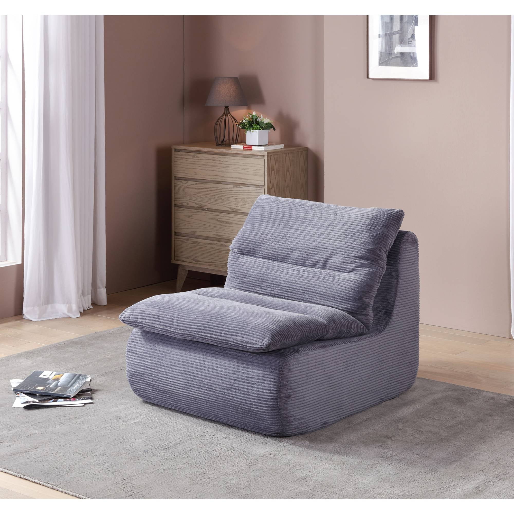 TrumanPick Bean Bag Chairs for Adults, Cloud Floor Sofa Couch Foam Lounge Chair for Living Room, Grey