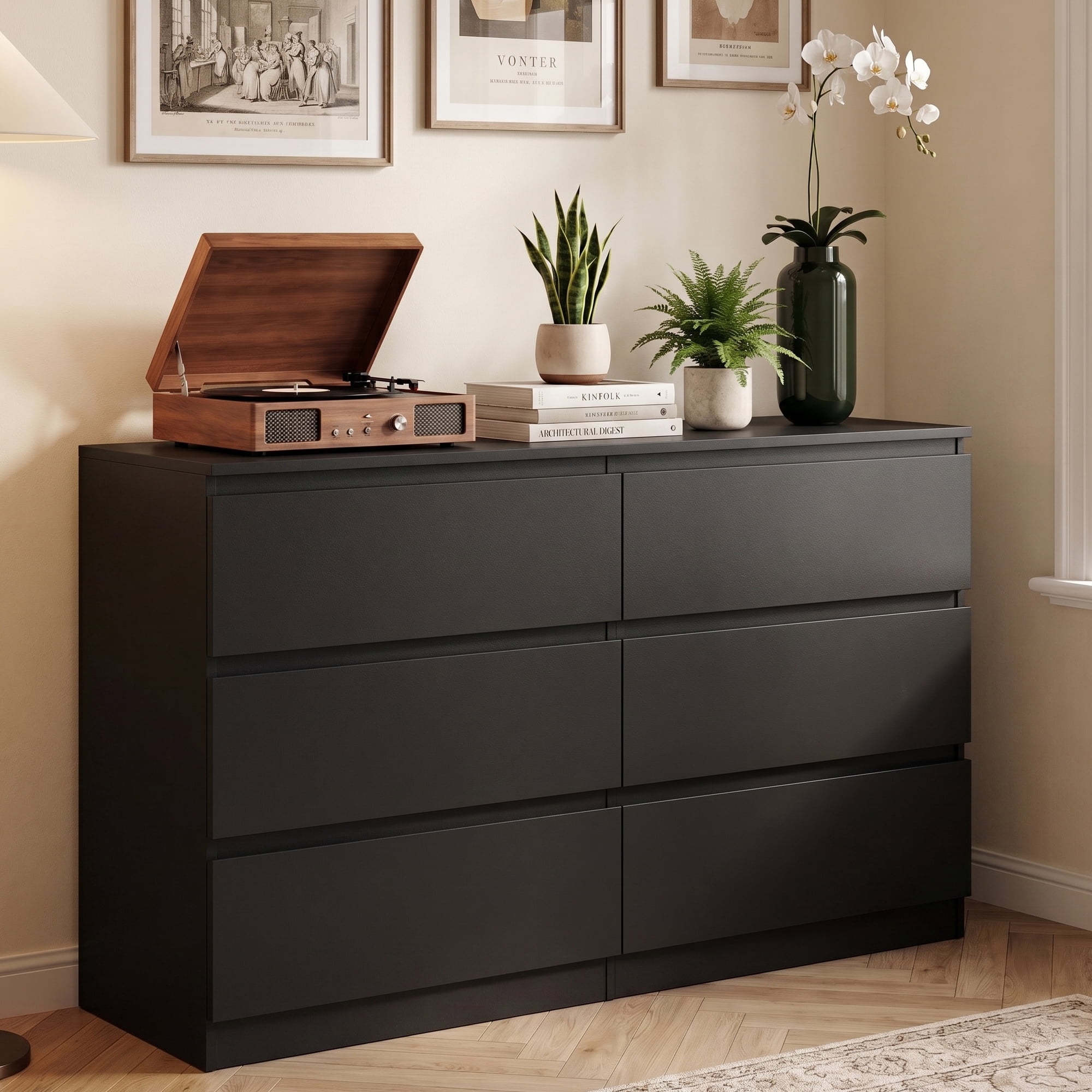 assembled black dresser TrumanPick Dresser, 6 Drawer, Wood Chest, 47