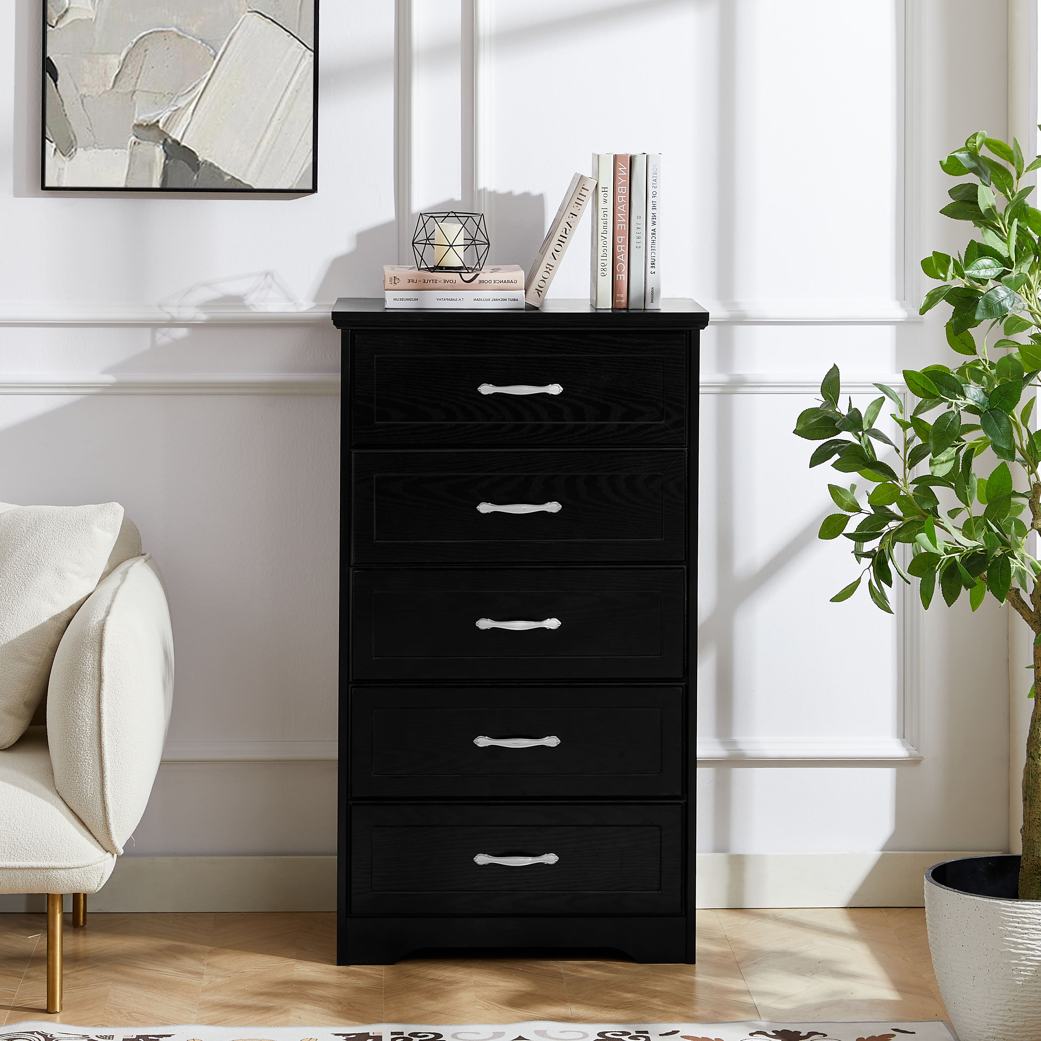 dresser black tall Garland Solid Wood Tall Dresser 6 Drawer Chest with Rounded Edges –  theruralart.com main image 1