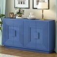 thumbnail image 1 of TrumanPick Buffet Cabinet with Storage 4 Doors Adjustable Shelves Sideboard Credenza Storage Cabinet for Kitchen Wooden Fluted Cabinet for Living Room Dining Room - Navy Blue, 1 of 7