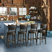 TrumanPick Counter Height Swivel Barstool 24" Seat Bar Stools High Back Leather Bar Chairs for Kitchen Island Cappuccino Finish, 4 Pack