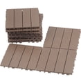 thumbnail image 1 of TrumanPick Deck Tiles 11 PCS Patio Pavers Waterproof Interlocking Flooring Tiles 12"W x 12"L All Weather Use Outdoor Flooring for Patio Garden Balcony Backyard, Brown, 1 of 12
