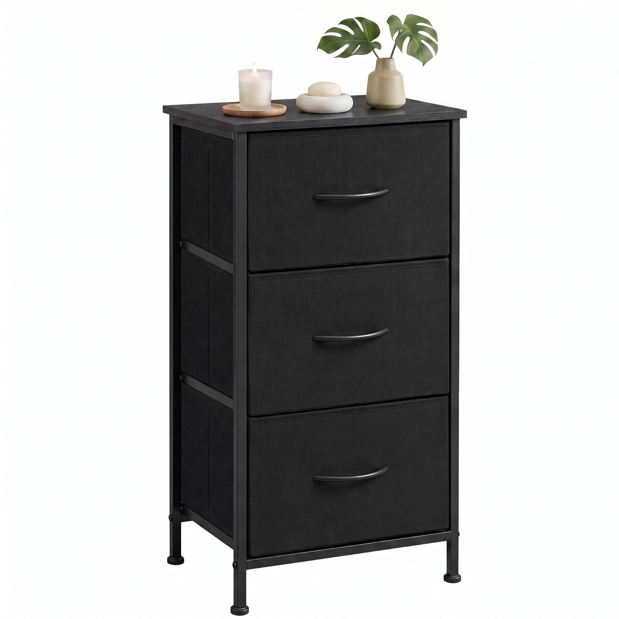 TrumanPick Fabric Storage Drawer Bedroom Dresser, Fabric Dresser for Closet, 3 Fabric Dresser with 3 Storage Drawers for Clothes, Living Room, Hallway, Entryway, Black