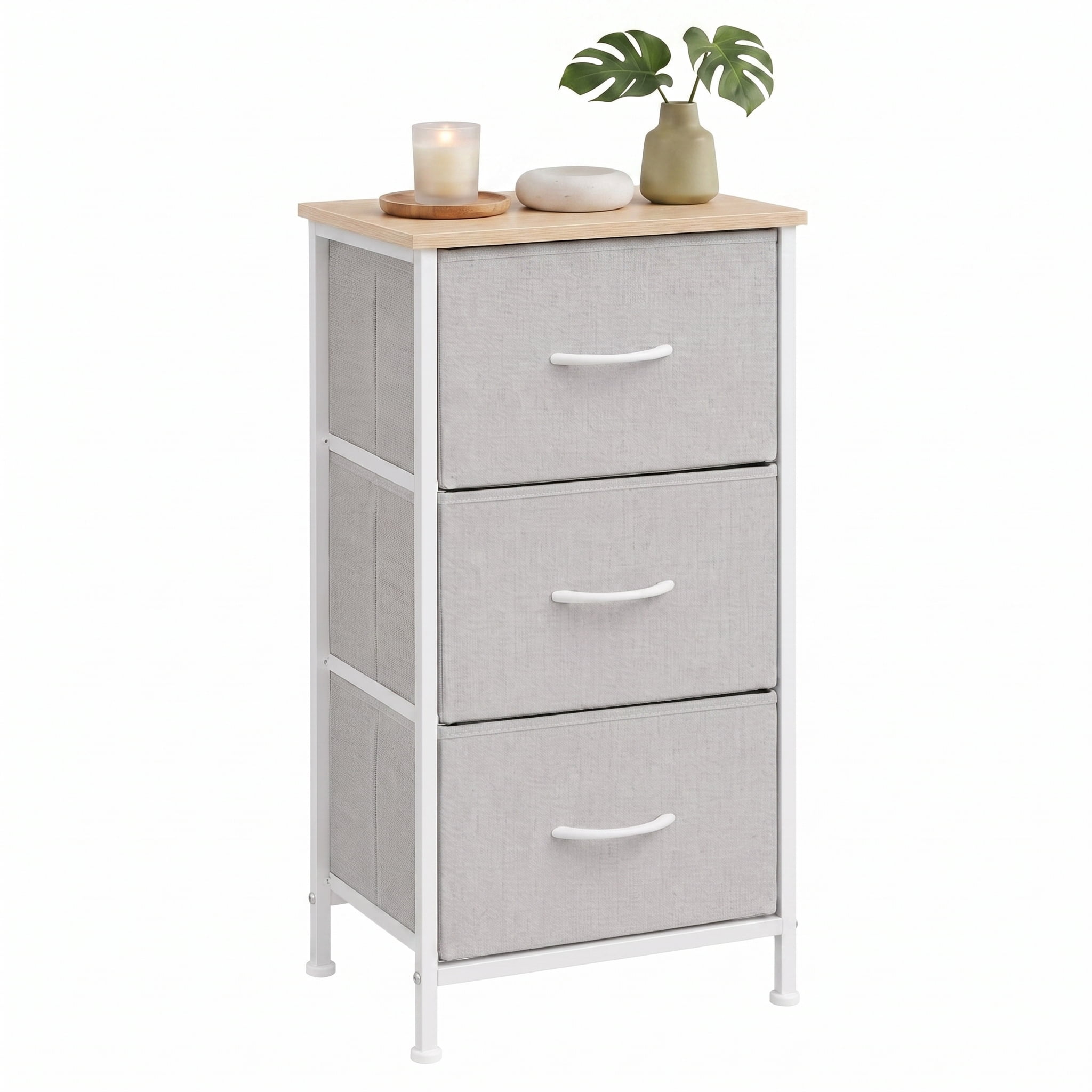 TrumanPick Fabric Storage Drawer Bedroom Dresser, Fabric Dresser for Closet, 3 Fabric Dresser with 3 Storage Drawers for Clothes, Living Room, Hallway, Entryway, Gray