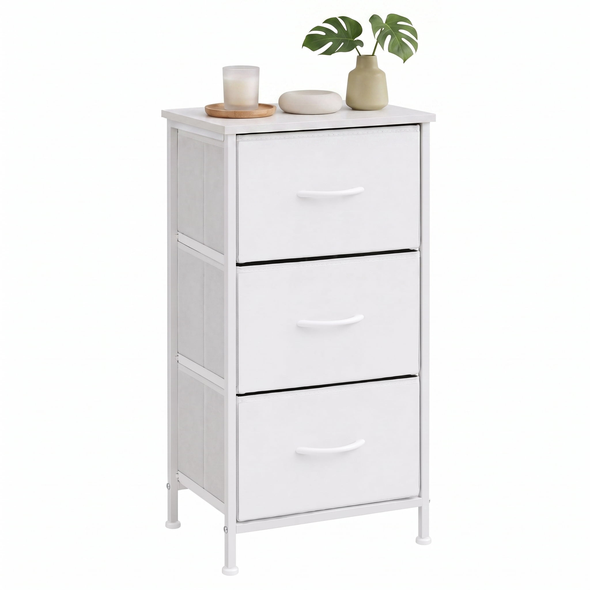 TrumanPick Fabric Storage Drawer Bedroom Dresser, Fabric Dresser for Closet, 3 Fabric Dresser with 3 Storage Drawers for Clothes, Living Room, Hallway, Entryway, White