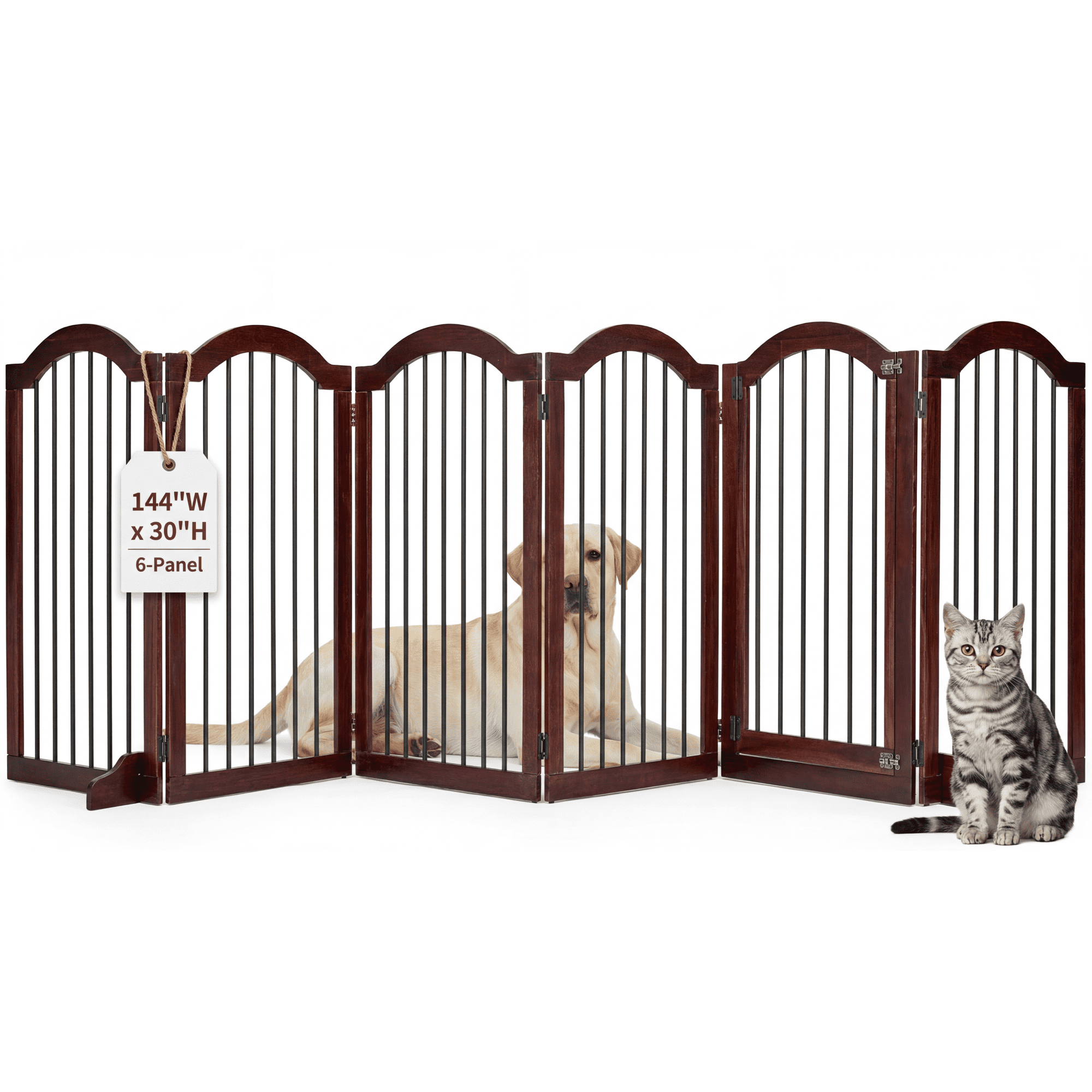 TrumanPick Dog Gate Free Standing Foldable Pet Gate for Dogs 30"H x 144"W