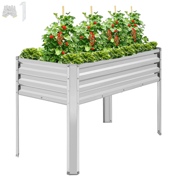 TrumanPick Galvanized Raised Garden Bed with Legs 4x2x3ft Galvanized Planter Raised Garden Boxes for Vegetables, Herbs, and Flowers