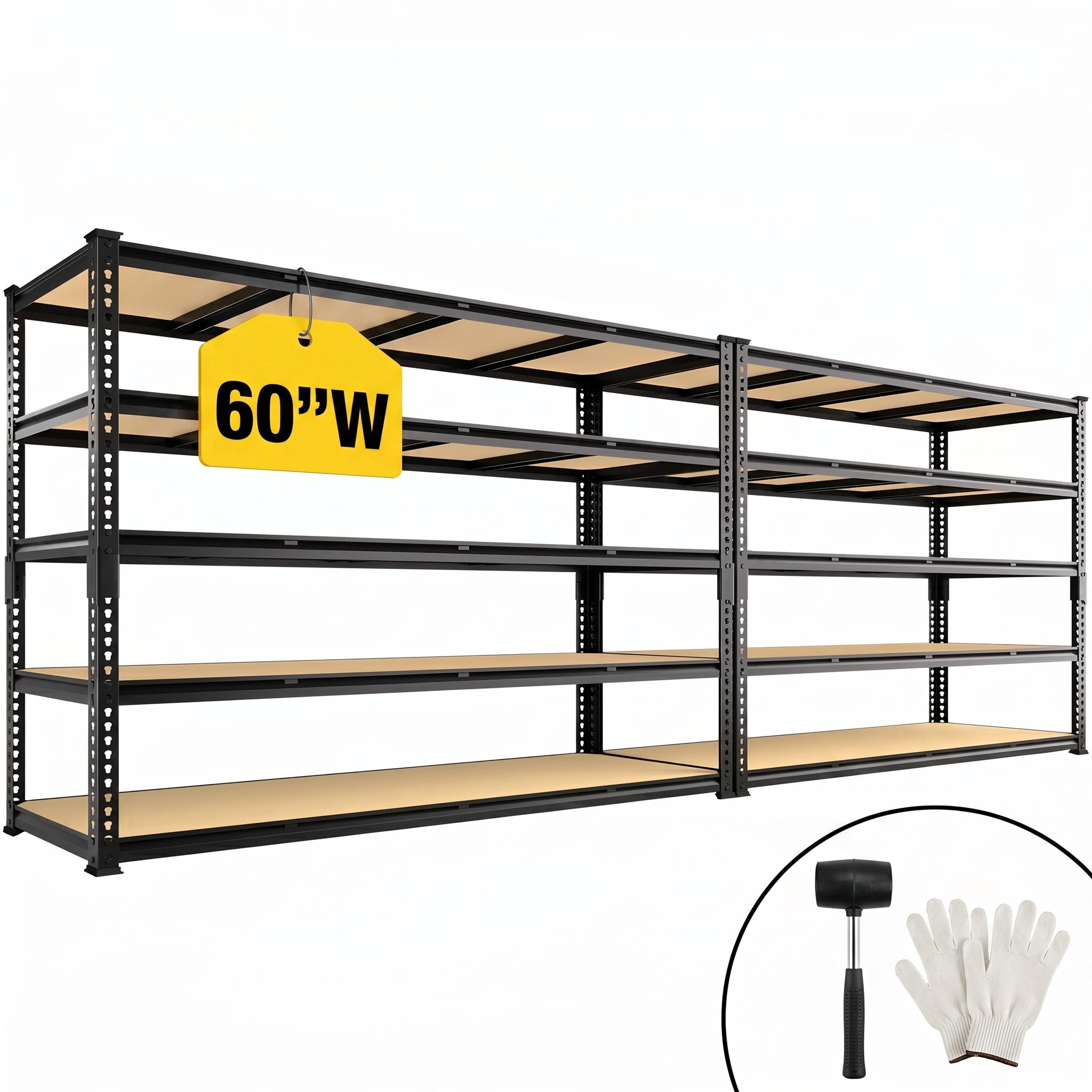 TrumanPick Garage Shelving Unit 60"W x 23.99"D x 72"H Heavy Duty Storage Shelves 5 Tier Metal Shelf Rack 3000LBS for Pantry Industrial Shelf, 2 Pack