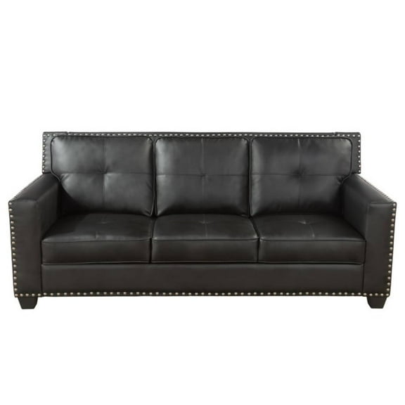 TrumanPick Leather Sofa Couch Set, Modern Living Room Sofa Chair Set, Modular Sectional Couch Furniture Sets for Bedroom, Black