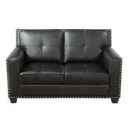 TrumanPick Leather Sofa Couch Set, Modern Sofa and Loveseat Sets, Modular Sectional Couch Furniture Sets for Living Room, Black
