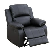 TrumanPick Manual Recliner Chair, No Rocker Sofa Chair Faux Leather Reclining Armhairs with Overstuffed Arm and Back for Living Room,Bedroom, Black