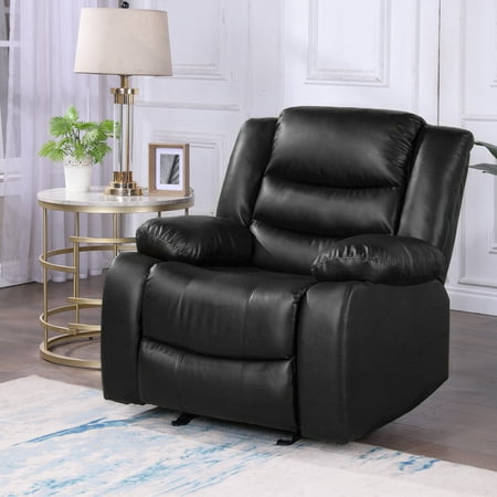 TrumanPick Manual Recliner Chair for Adults, Lazy Boy Rocker Recliner Overstuffed Glider Recline Sofa Chair for Living Room,Black