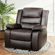 TrumanPick Manual Recliner Rocker Chair, Leather Glider Rocker Recliner Living Room Theater Reclining Chairs for Adults Small Spaces, Brown