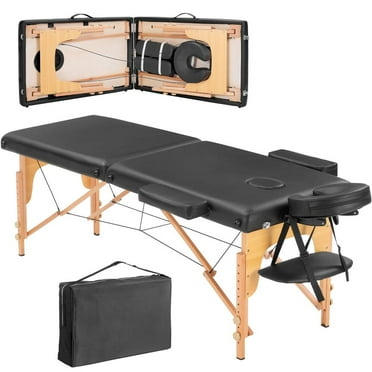 TrumanPick Massage Table Portable Lash Beds Spa Bed Massage Couch Foldable Spa Tables Adjustable 2 Fold with Non-Woven Bag 24 inch, Black