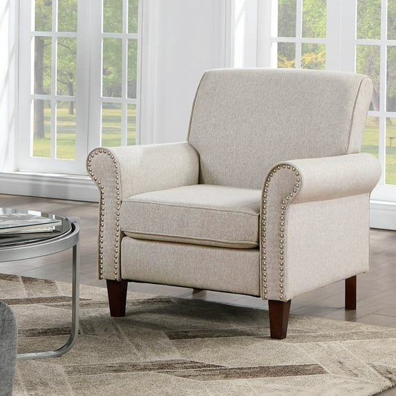 TrumanPick Mid-Century Accent Chair Single Sofa Comfy Arm Chairs Modern Living Room Chair, Beige