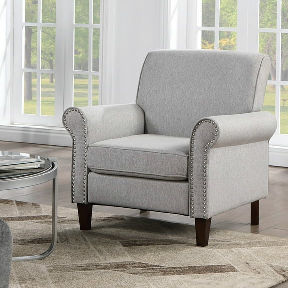 TrumanPick Mid-Century Accent Chair Single Sofa Comfy Arm Chairs Modern Living Room Chair, Grey