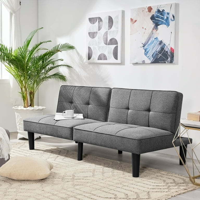TrumanPick Modern Futon Sofa Couch Bed Folding Recliner Sleeper Convertible Sofa Loveseat for Living Room Grey Walmart