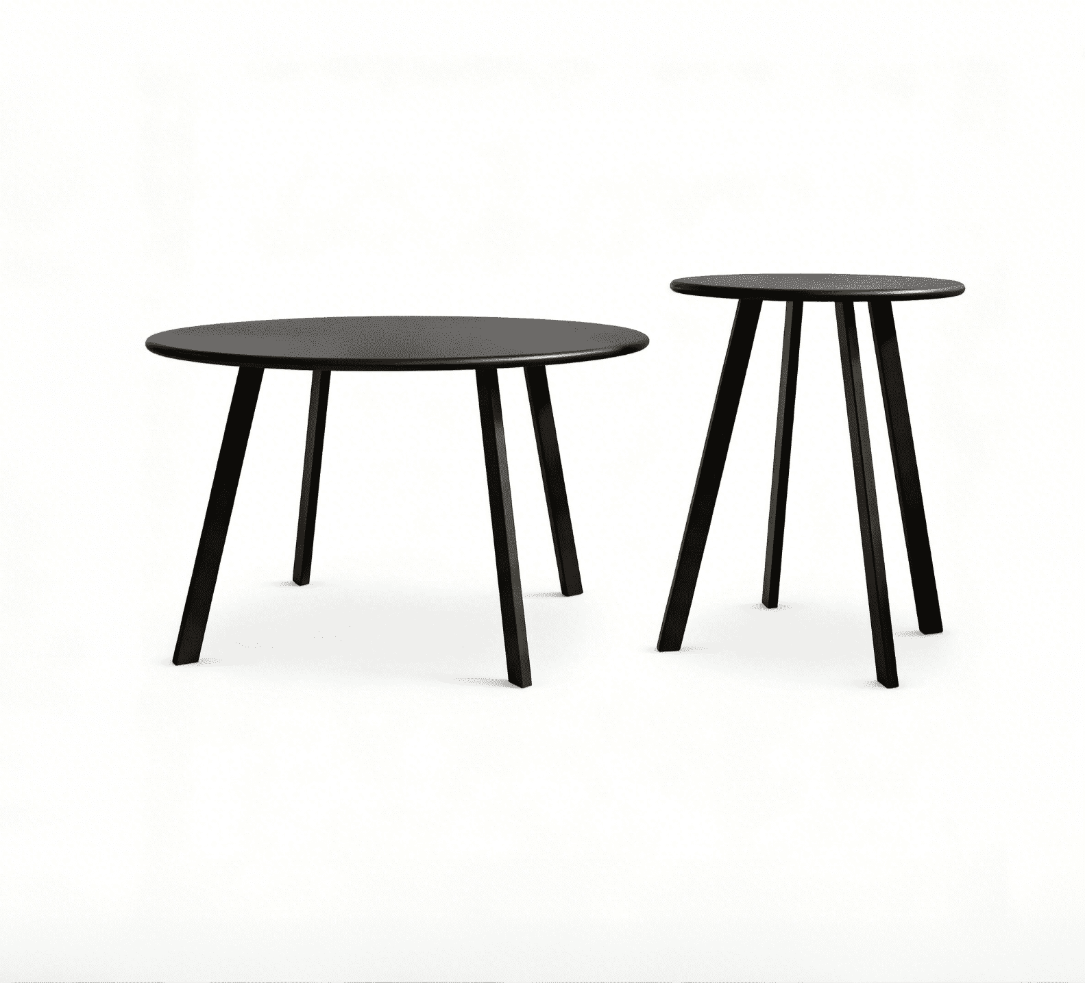 TrumanPick Round Nesting Coffee Table, Black Metal, 2-Piece