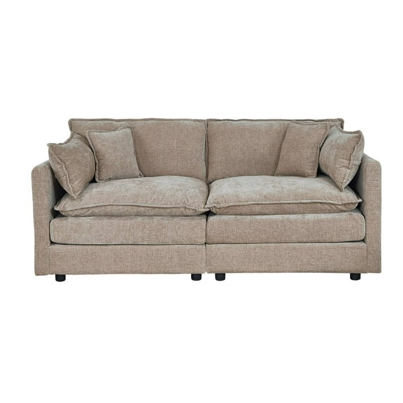 TrumanPick Modular Sectional Sofa, Modern Loveseat Couch for Living Room, Comfy Deep Seat 2 Seater Cloud Sofa, Caramel