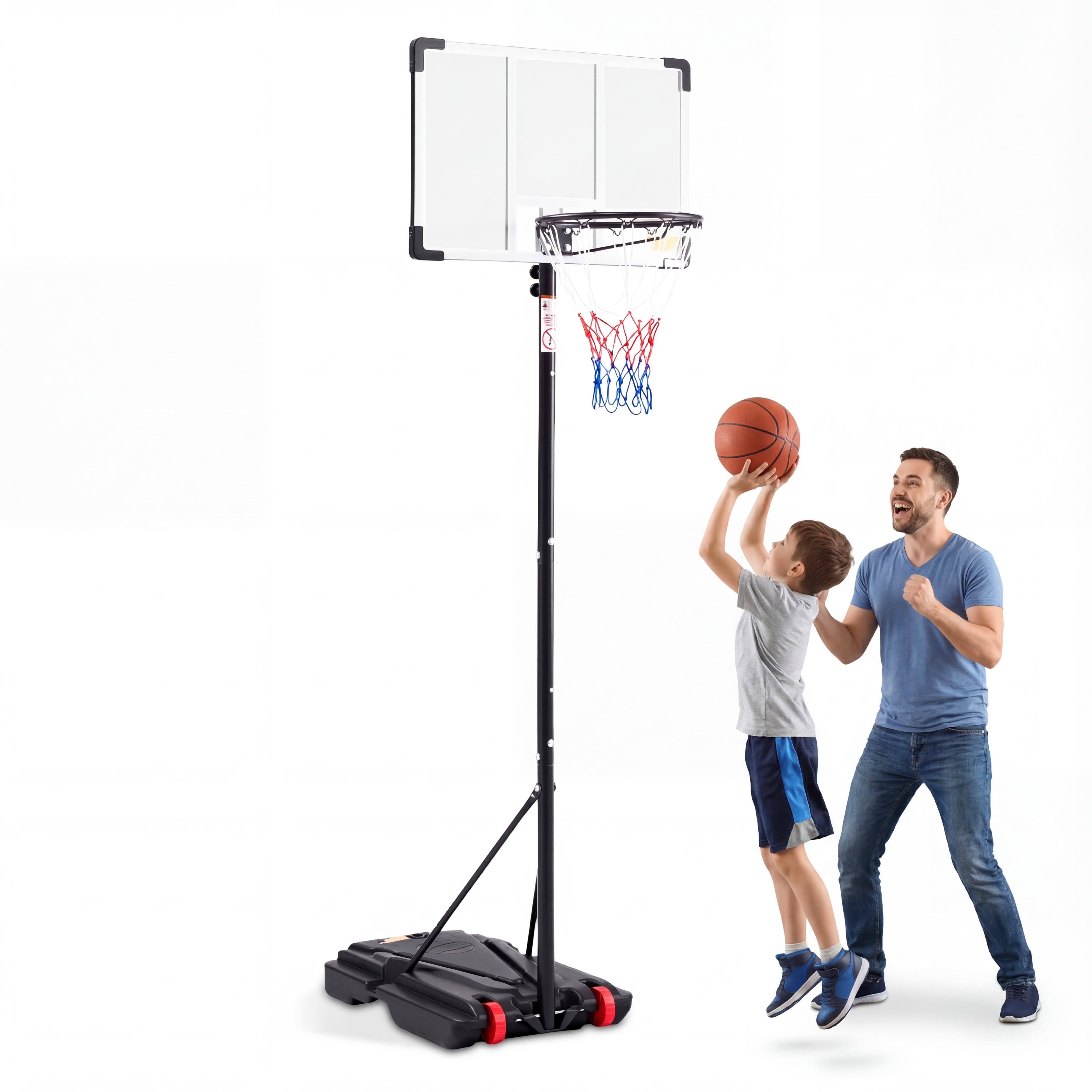 TrumanPick Portable Basketball Hoop Stand 5.1-8.5 Ft Adjustable Basketball Goal System for Kids Youth, White