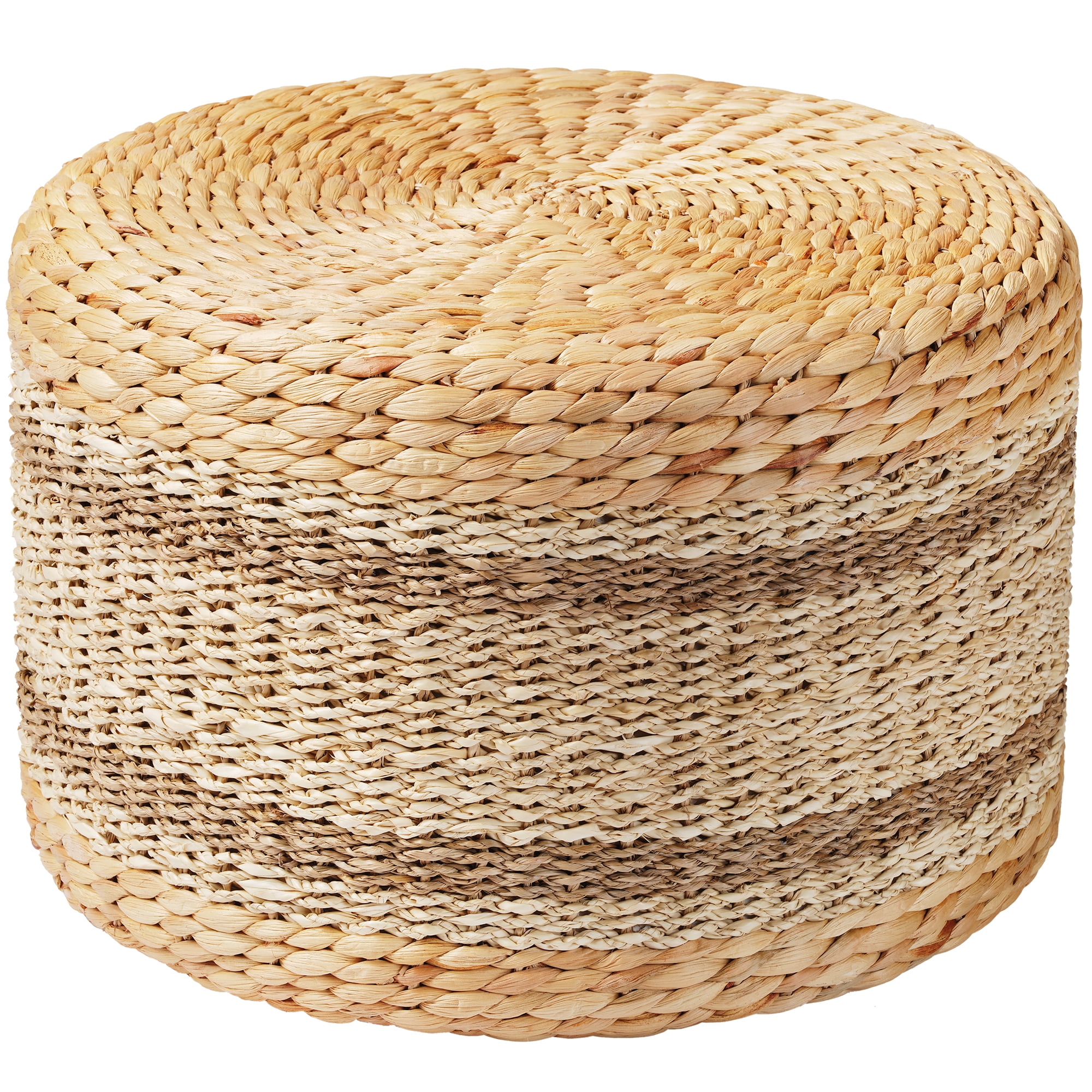 TrumanPick Seagrass Pouf Ottoman 18"x12", Accent Boho Footstool for Indoor Outdoor, Natural