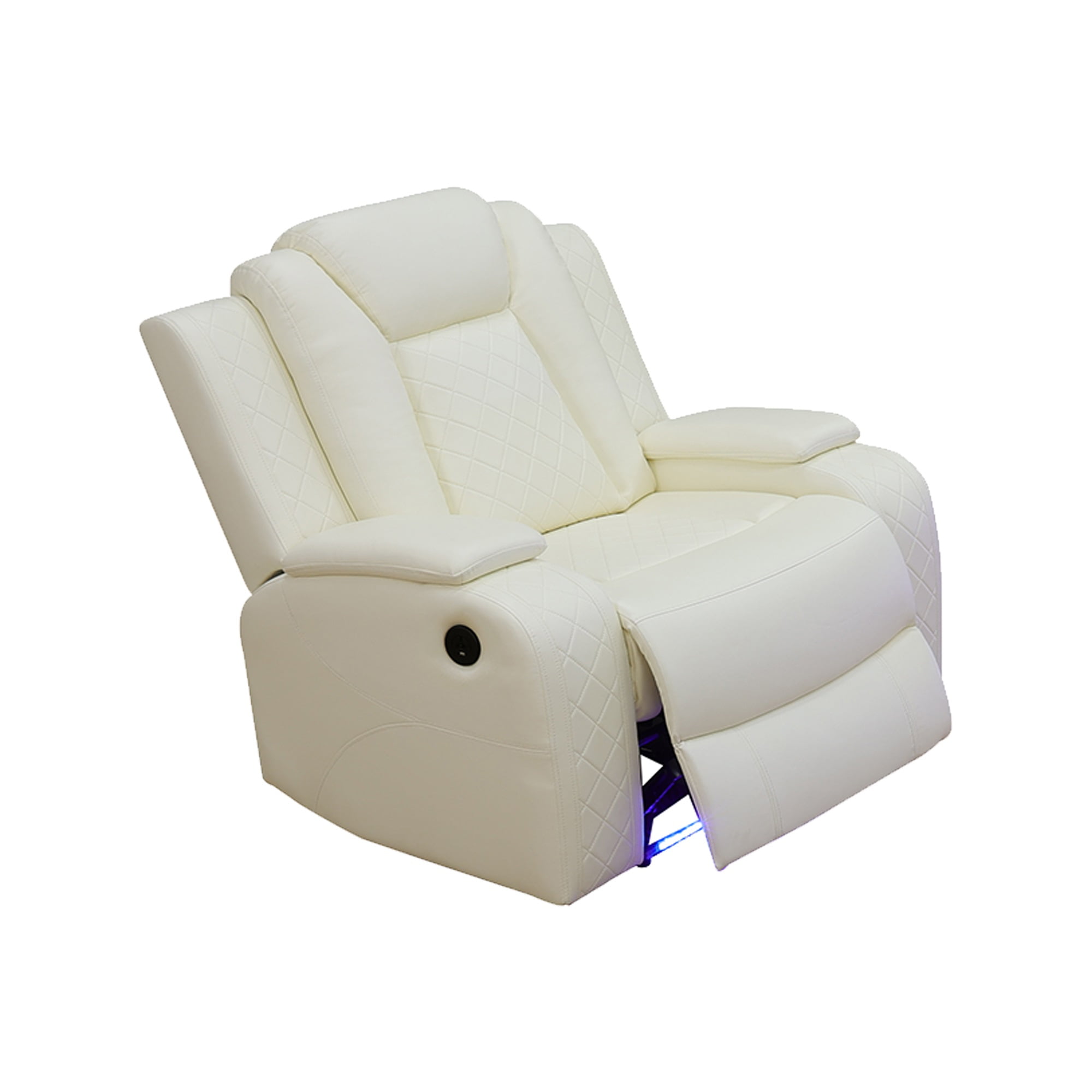 White leather recliner sofa with cup holders discount
