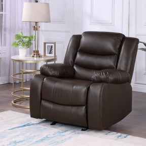 TrumanPick Recliner Chair PU Leather Rocker Recliners Sofa Chairs for Adults Rocking Chair for Living Room, Brown