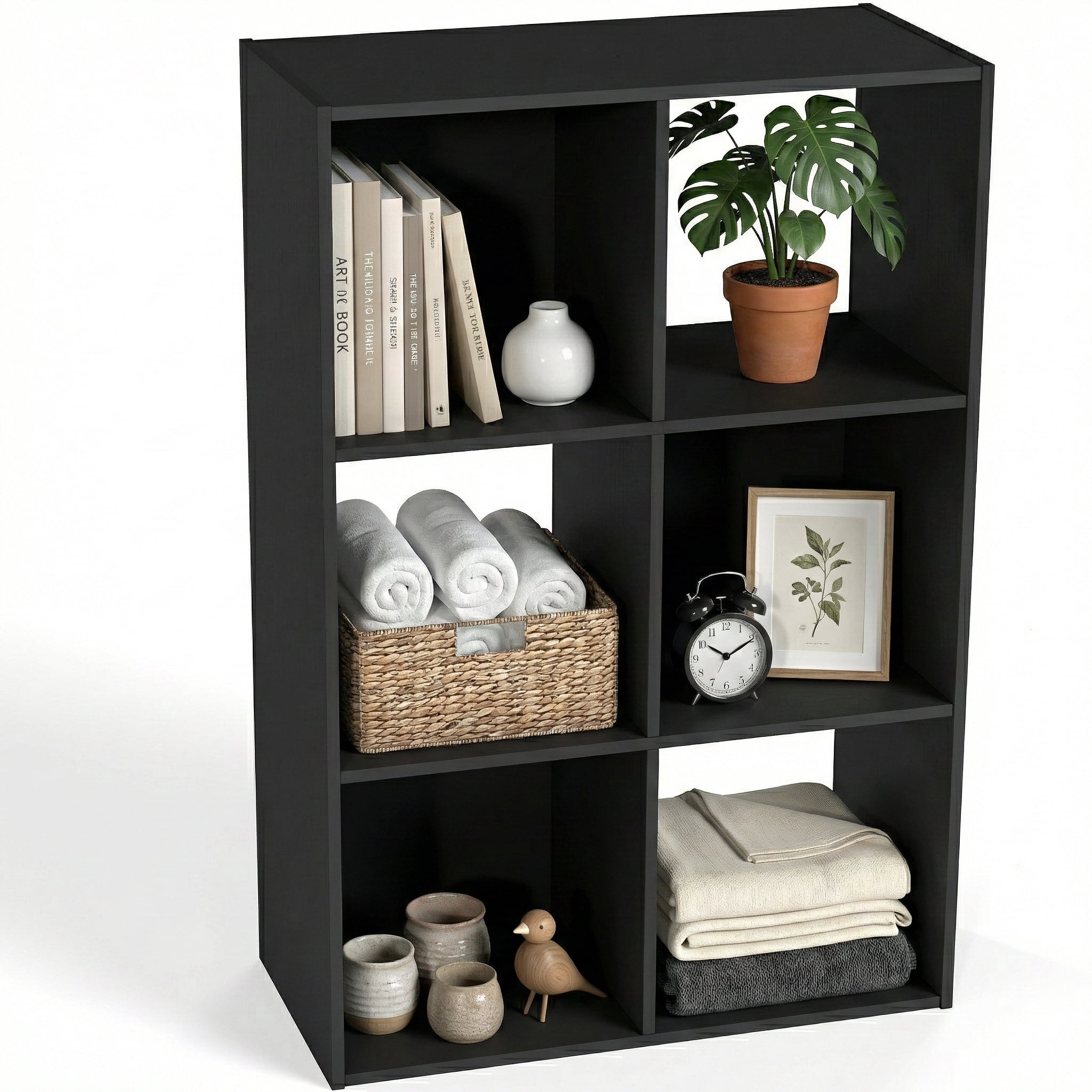 Stackable Cube Storage Containers TrumanPick Stackable 6 Cube Storage Organizer, Wood Cubes Shelf, Square ...