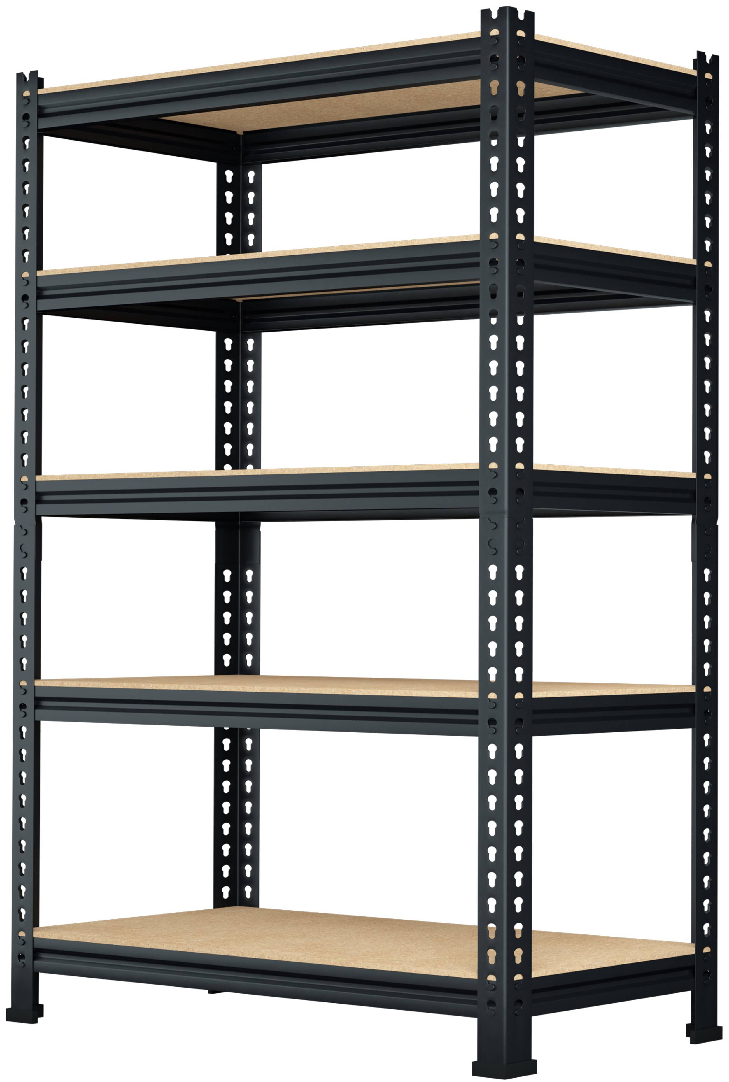 TrumanPick Storage Shelves Metal Garage Storage Shelving Unit Heavy Duty Shelf Rack 28" W x 12" D x 59" H 5 Tier 1325LBS, Black