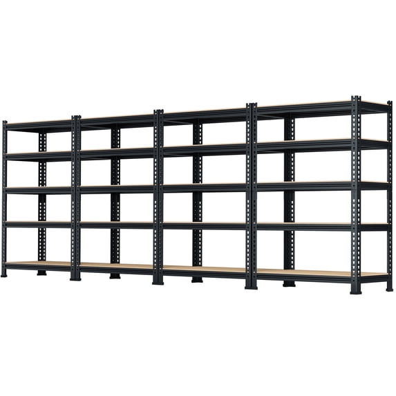 TrumanPick Storage Shelves Garage Metal Storage Shelving Unit Heavy Duty Utility Shelf Rack 28" W x 12" D x 59" H, Black