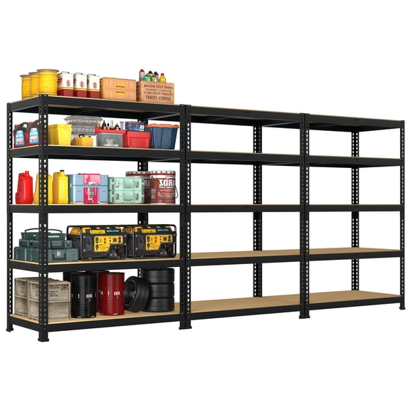 TrumanPick Storage Shelves Garage Shelving Units Metal Heavy Duty Adjustable Shelf Rack 36" W x 16" D x 72" H 5 Tier 2000lbs for Warehouse Pantry Closet, Black-3 Pack