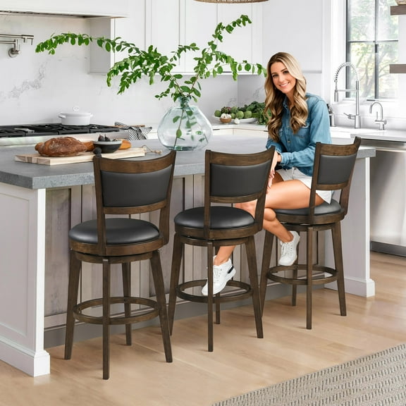 TrumanPick Swivel Counter Height Barstool 26 Inch Seat Bar Stools Kitchen Bar Chairs for Dining Room Cappuccino Finish, 2 Pack
