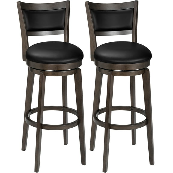 TrumanPick Bar Height Swivel Counter Height Barstool 34" Leather Bar Stools Upholstered Seat with High Back for Kitchen Island, Cappuccino Finish